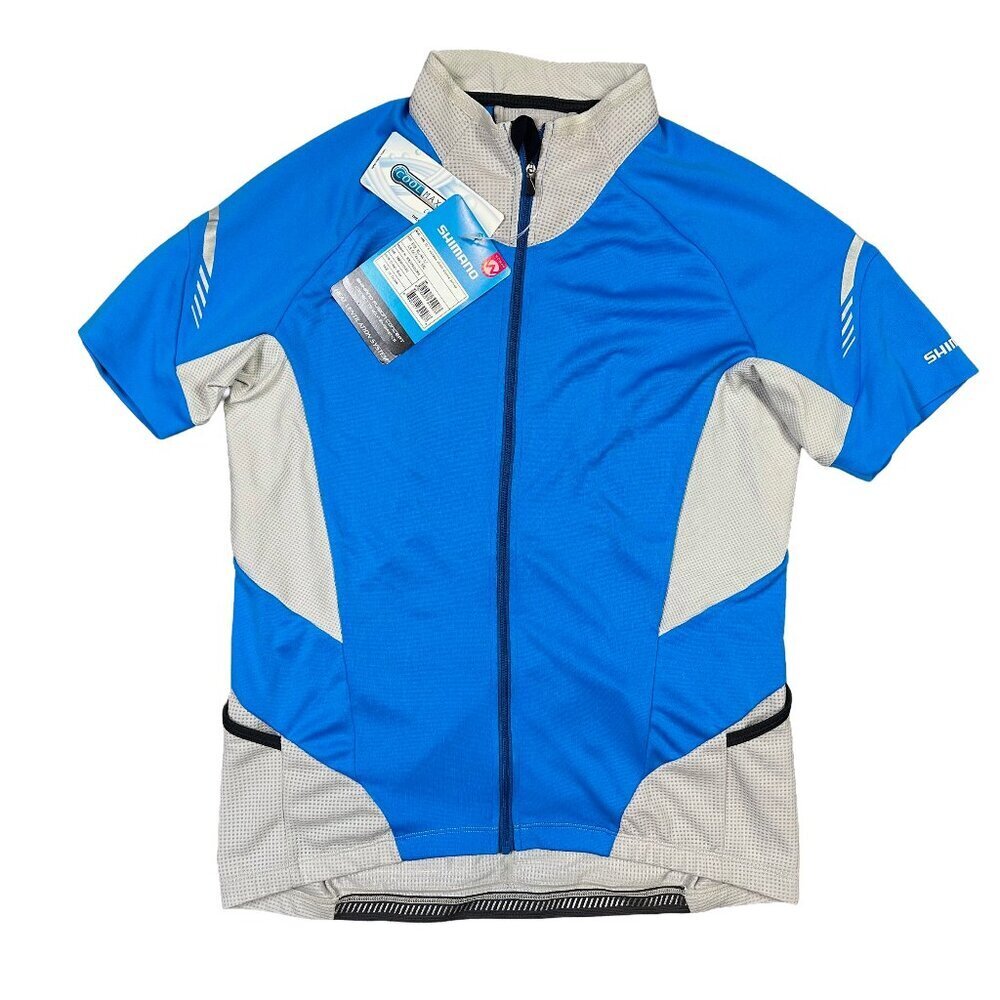 Shimano NWT Women's Escape Short Sleeve Coolmax Cycling Jersey Blue Size Large